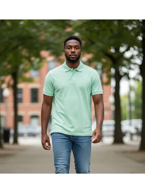 Croft & Barrow Easy Care Polo Shirt Mens Small Light Green Short Sleeve